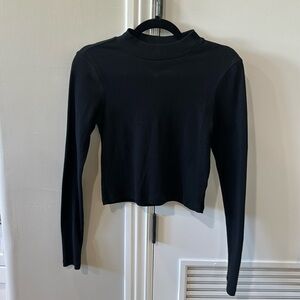 Cropped ribbed mock neck long sleeve